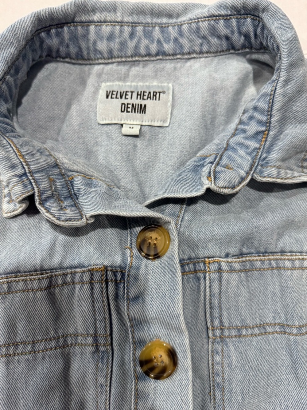 Velvet Heart Light Blue Denim Shacket with Button Front - Picture 9 of 9